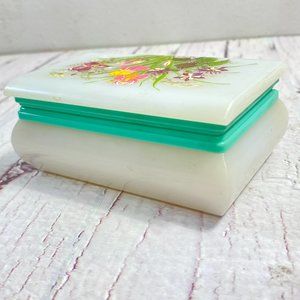 Vintage Jewelry Keepsake Box, Handmade Floral Plastic Trinket Chest